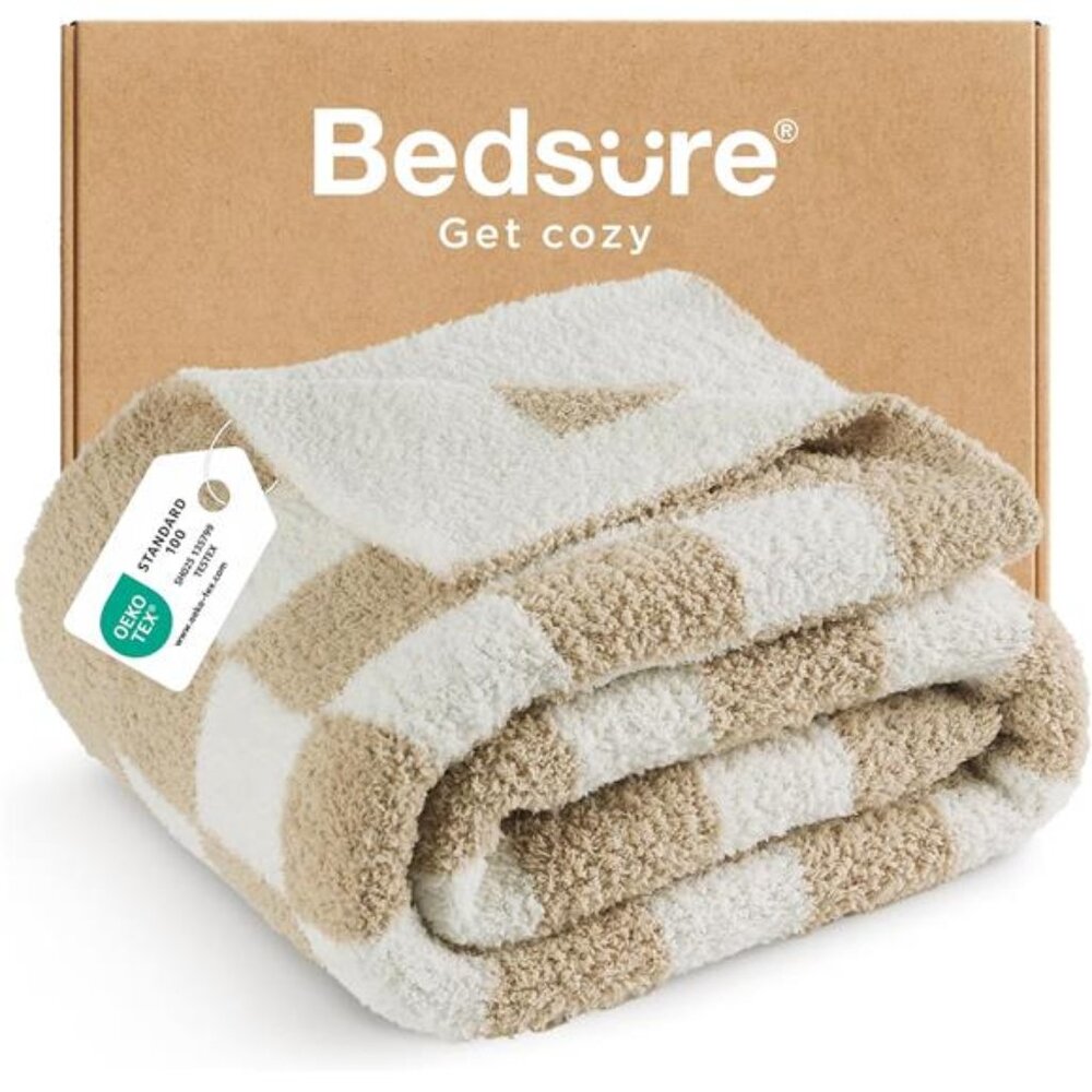 Bedsure Checkered Throw Blanket for Couch, Bed - Cozy, Soft, Anti-Static, Warm